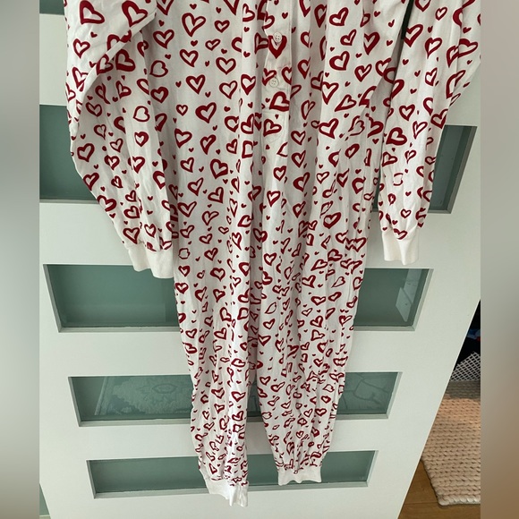 ♥️Heart covered ♥️Onesie PJs jumpsuit thermals - Picture 7 of 9